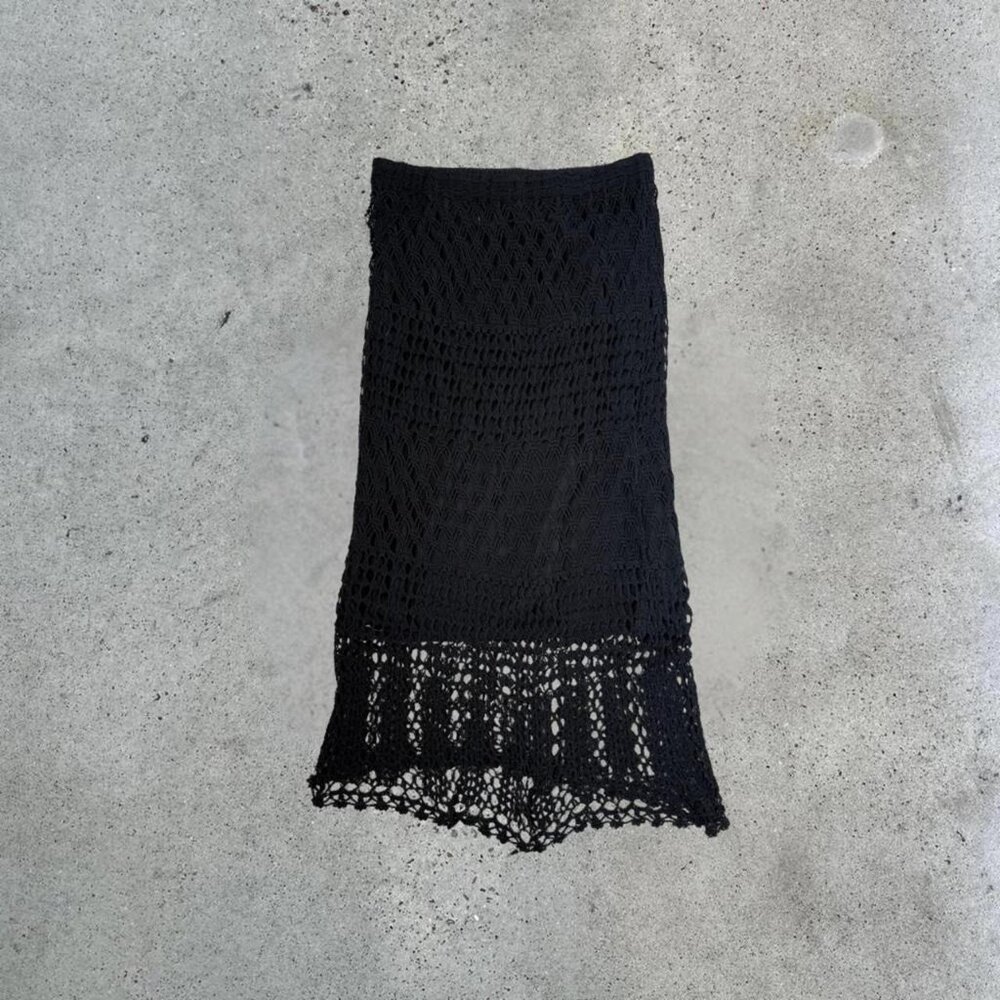 Black crochet maxi skirt